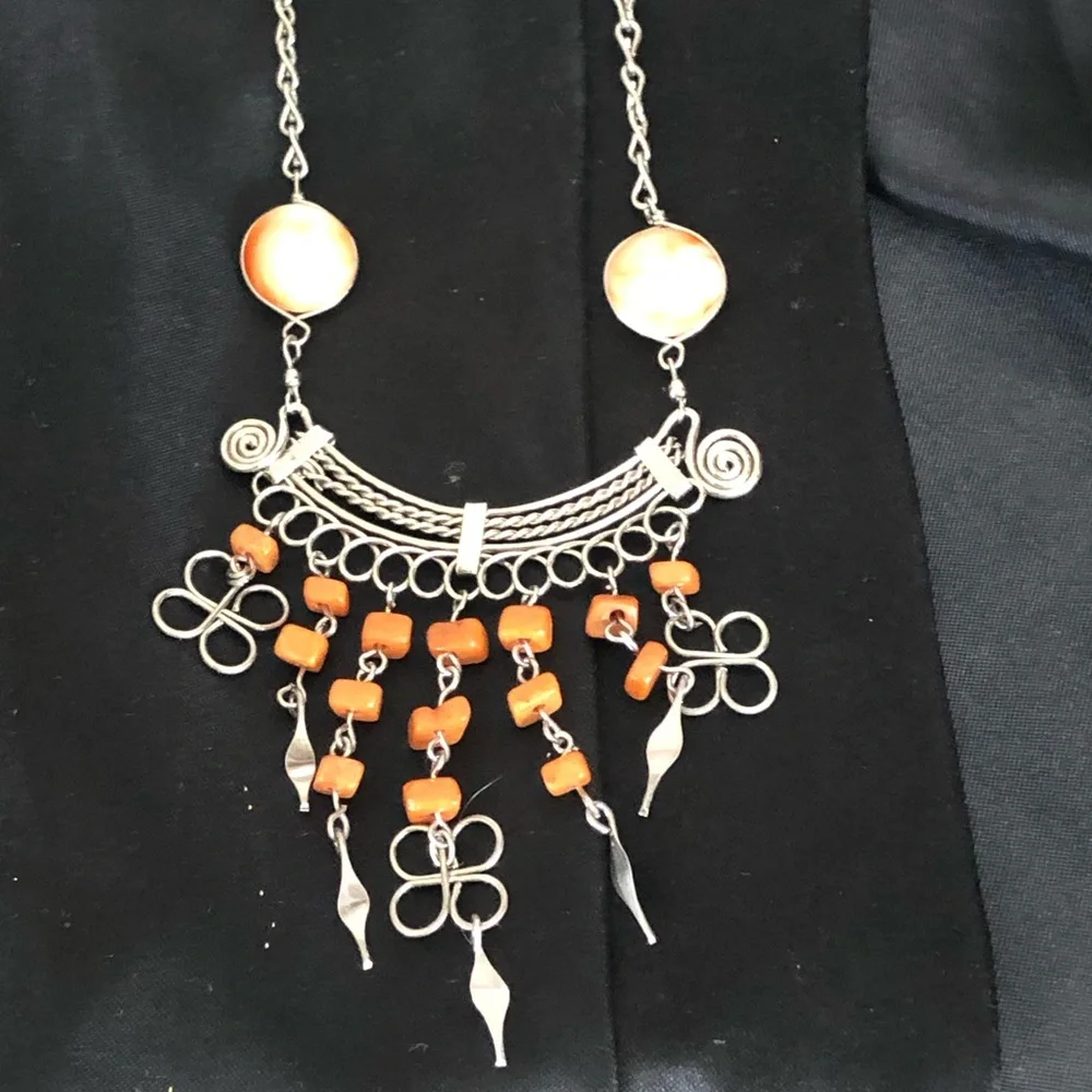 Orange And Silver Necklace - Picture 2 of 4
